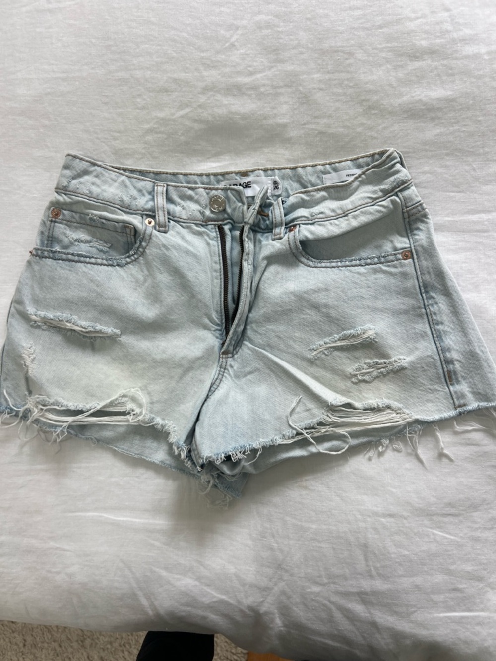 Garage Light Blue Distressed Denim Jean Shorts